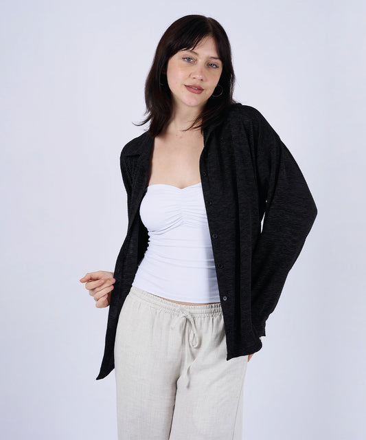 Camisa Renee Plisada Negra