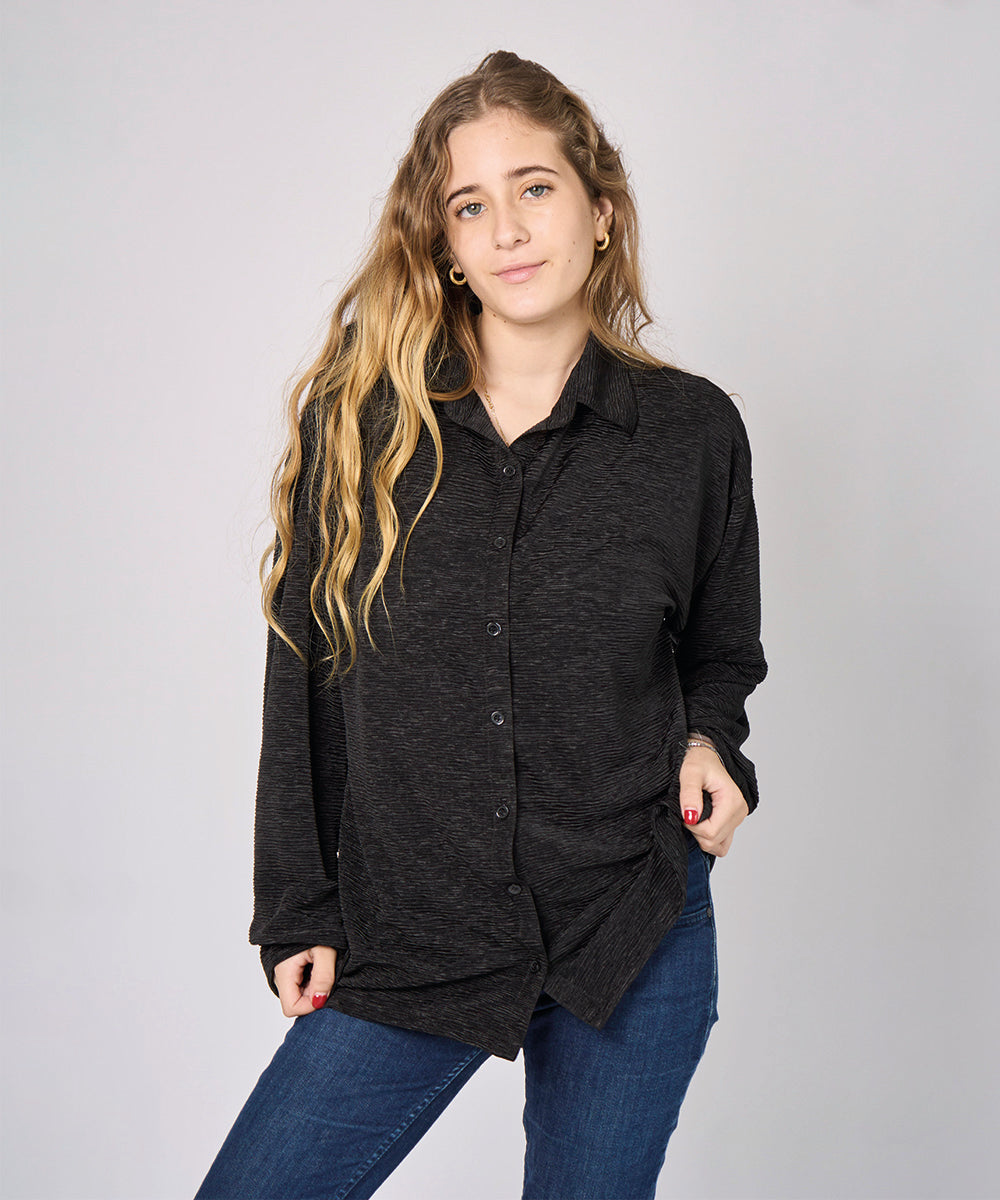 Camisa Renee Plisada Negra