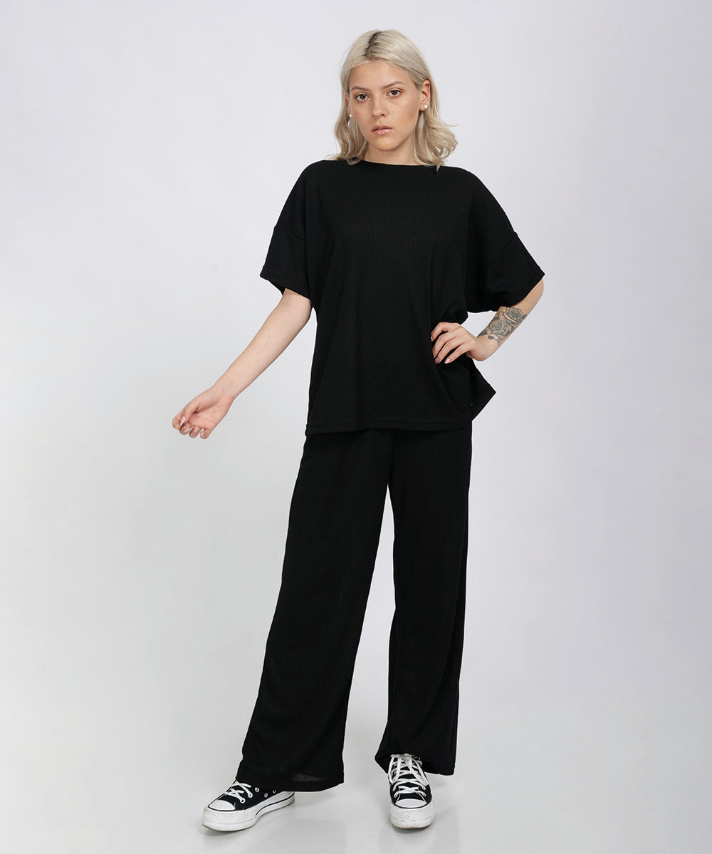 Set Chloe Negro - Polo Oversized + Pant