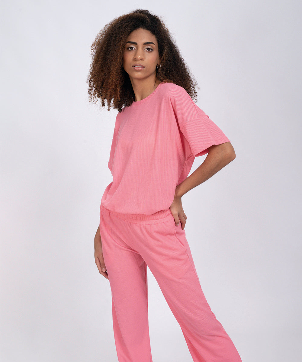 Set Chloe Rosa - Polo Oversized + Pant